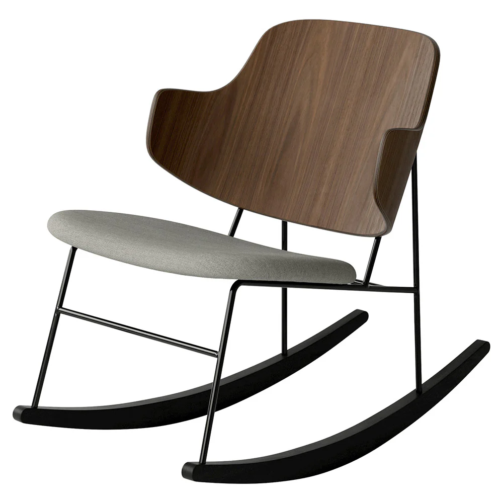 Penguin Seat Upholstered Rocking Chair - Walnut - Image 3
