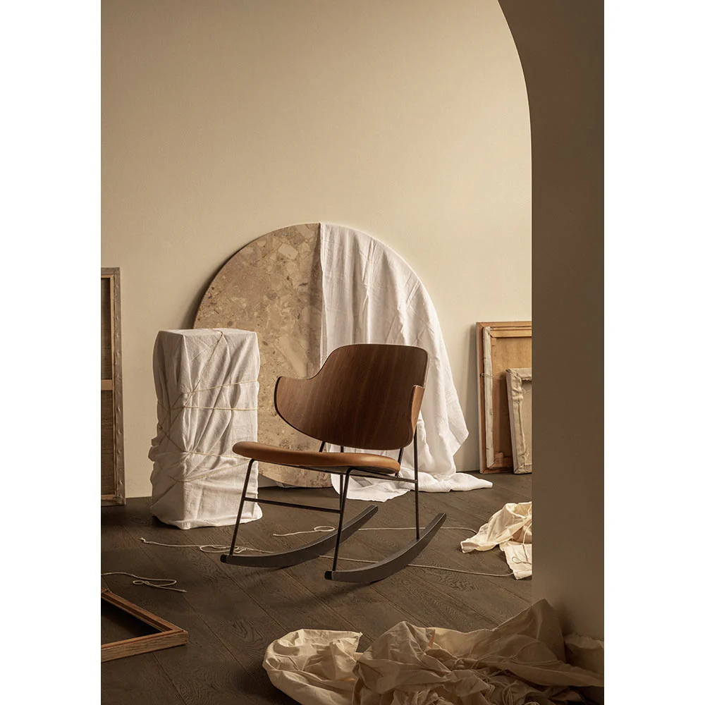 Penguin Seat Upholstered Rocking Chair - Walnut - Image 9