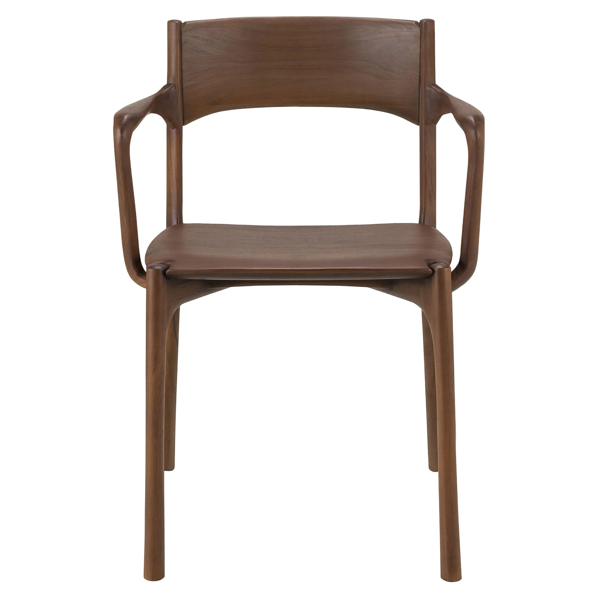 Pi Dining Chair With Armrest - Brown Teak - Image 2