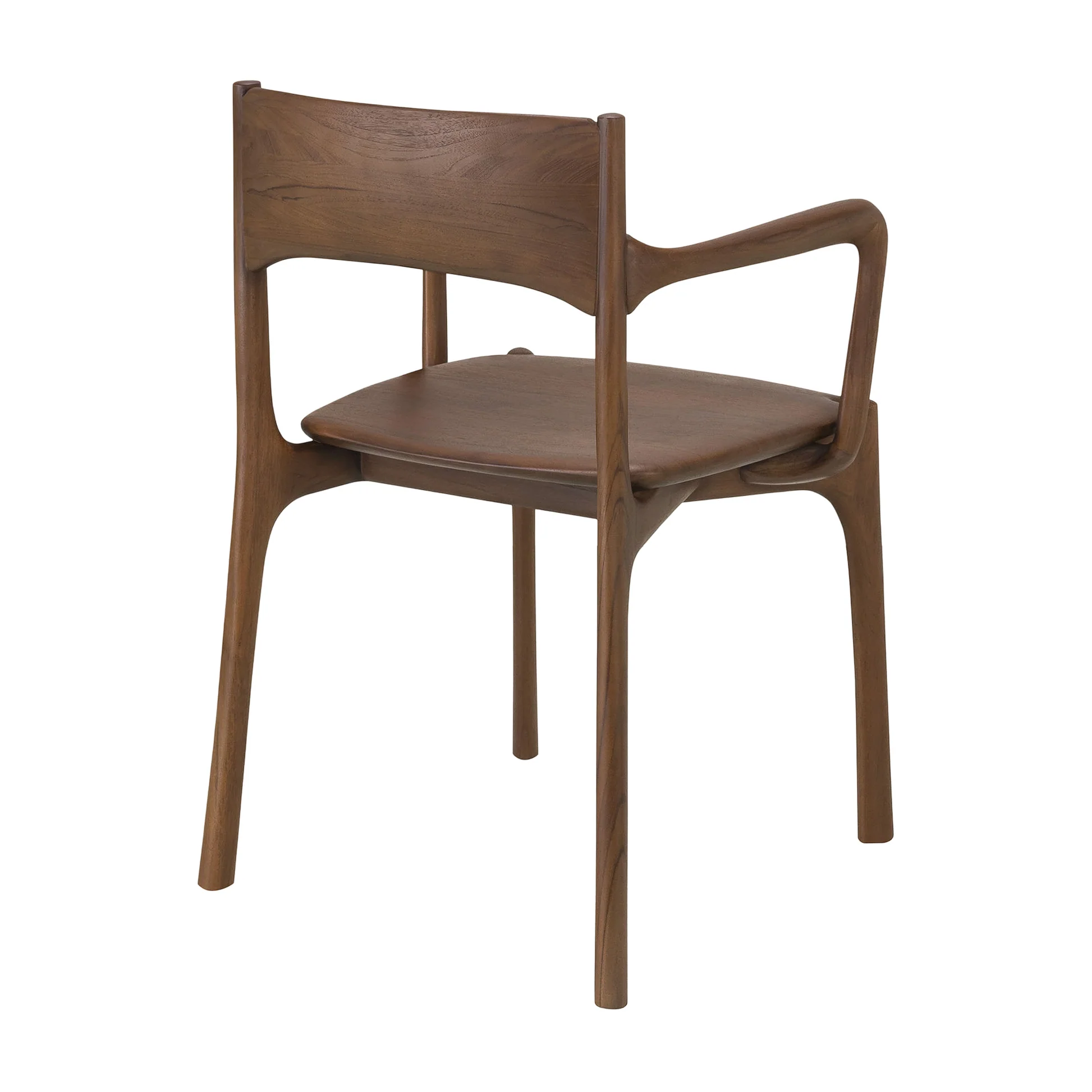 Pi Dining Chair With Armrest - Brown Teak - Image 4
