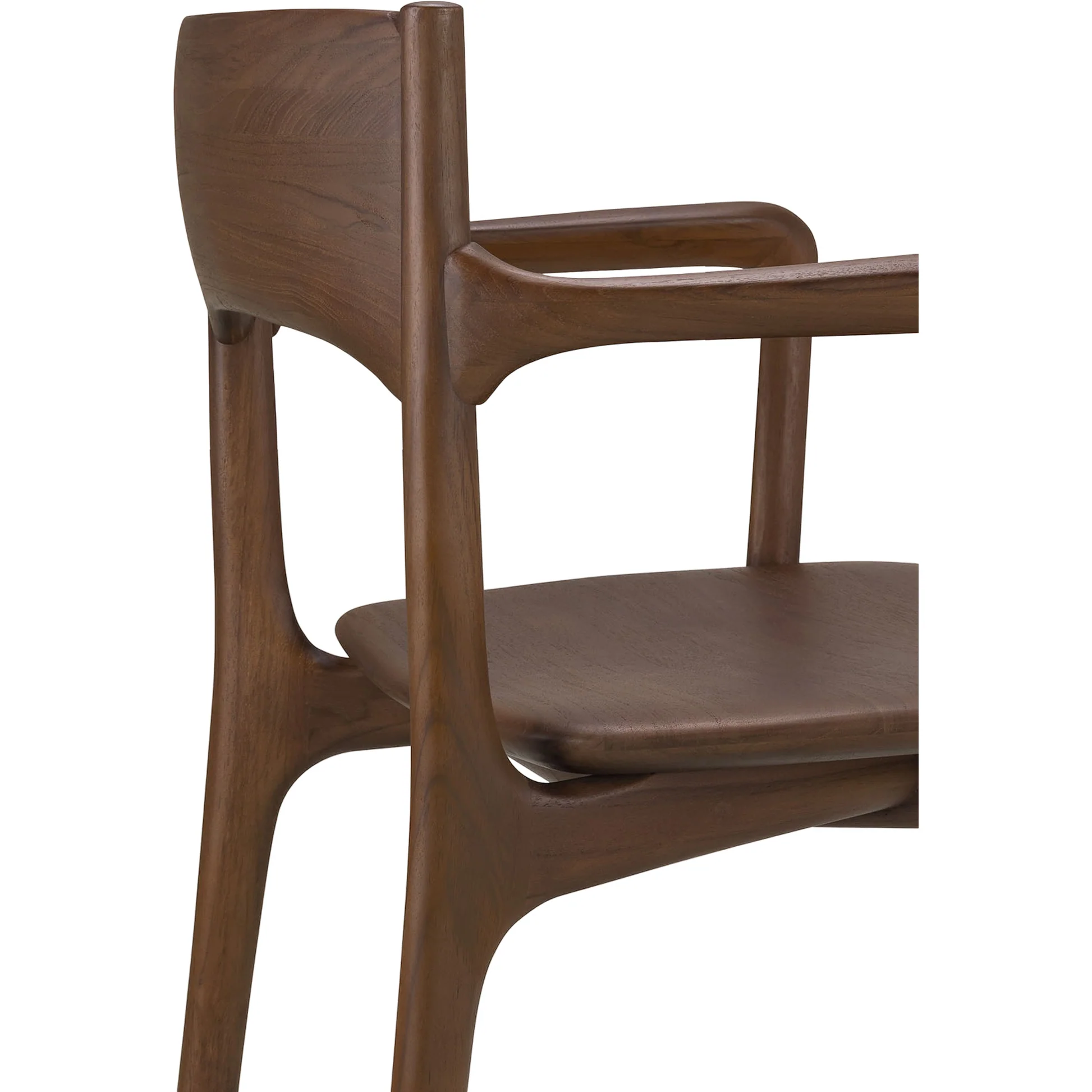 Pi Dining Chair With Armrest - Brown Teak - Image 5