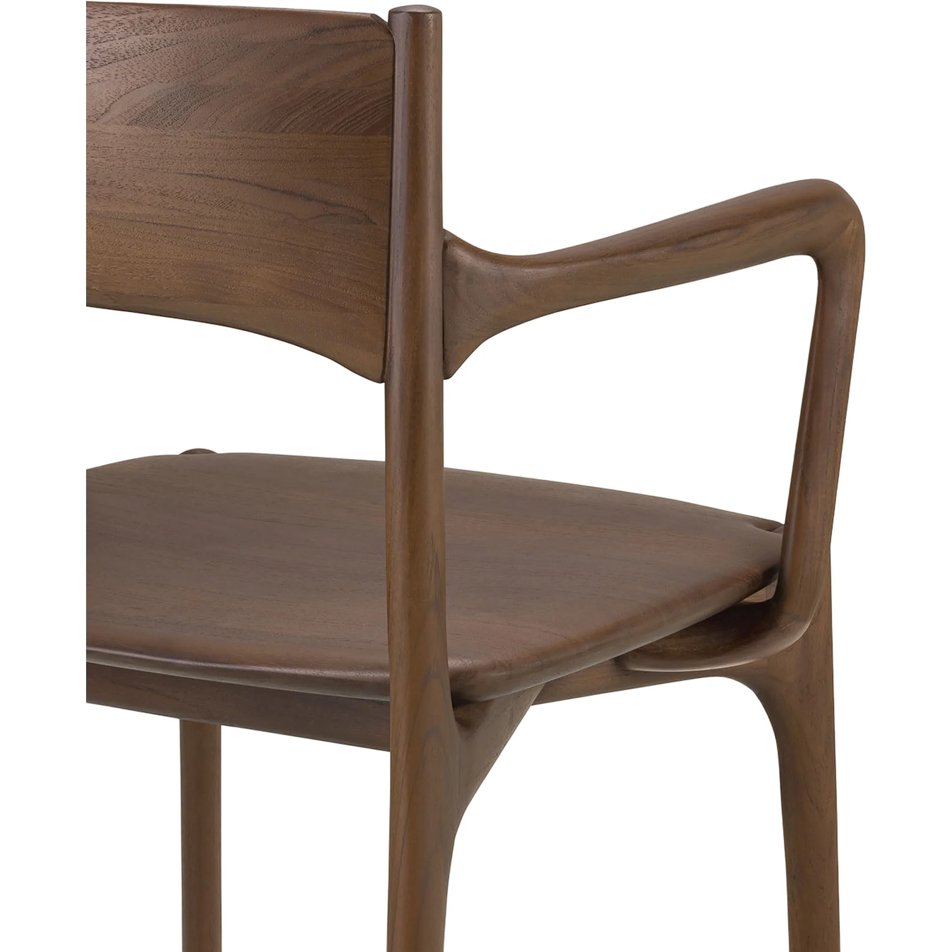 Pi Dining Chair With Armrest - Brown Teak - Image 7