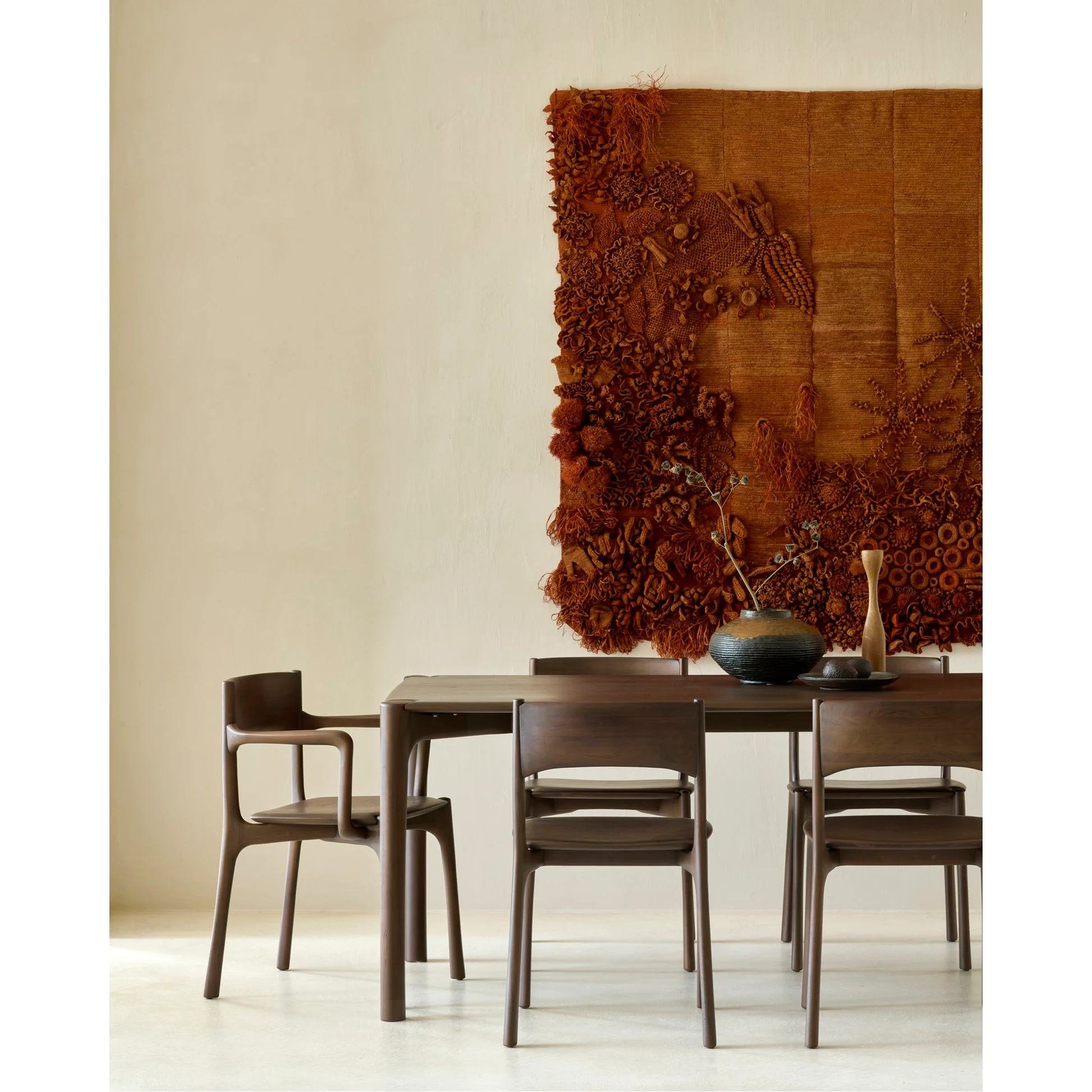 Pi Dining Chair With Armrest - Brown Teak - Image 9