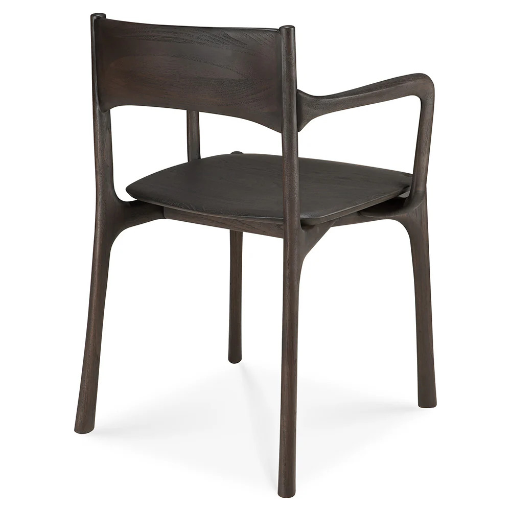 PI Dining Chair with Armrest - Dark Brown Teak - Image 4