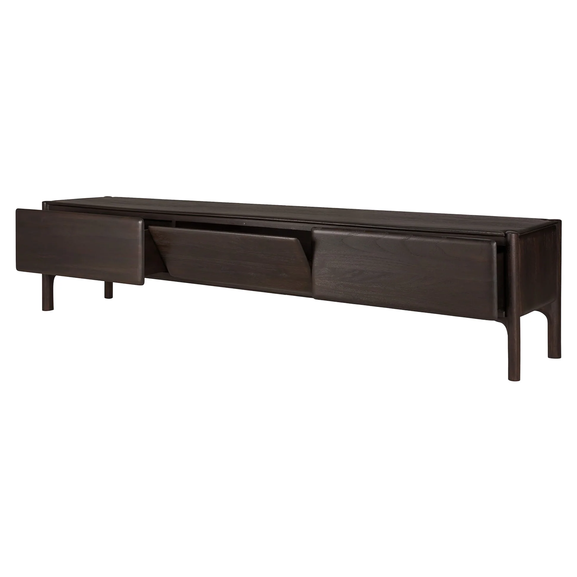PI TV Cupboard - 2 Drawer, Dark Brown Teak - Image 3