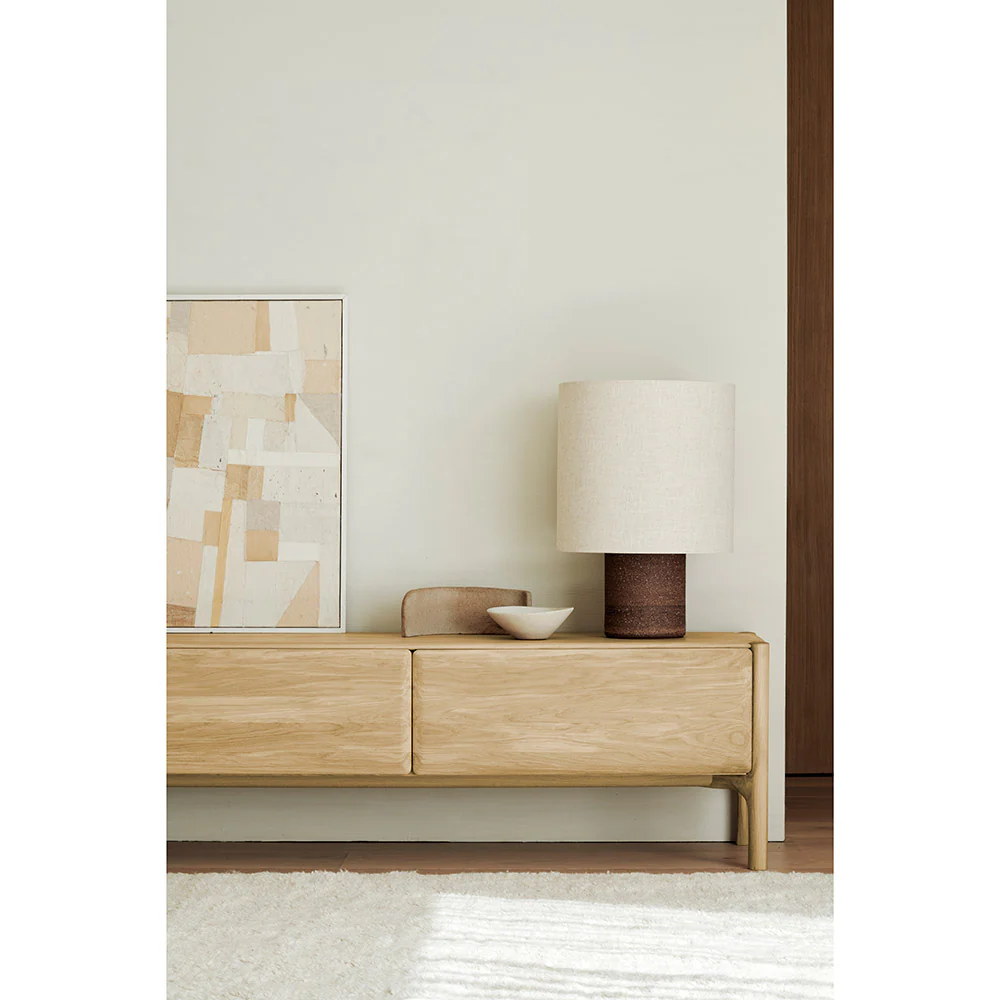 PI TV Cupboard - 2 Drawers, Oak - Image 9