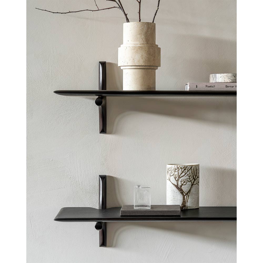Pi Wall Shelf 39.5"W- Dark Brown Mahogany, 1 Shelf - Image 7