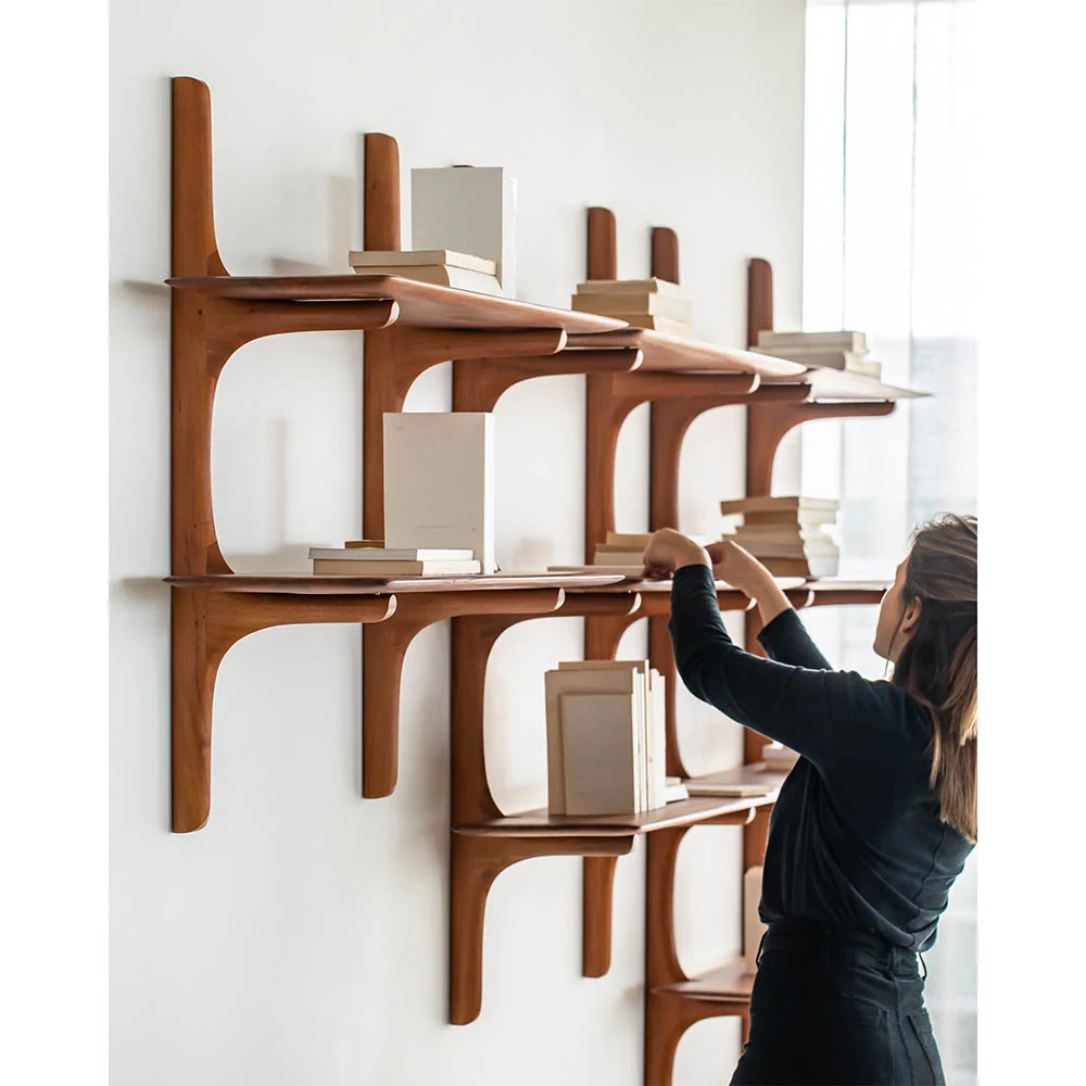 PI Wall Shelf - Mahogany, 5 Shelves - Image 8
