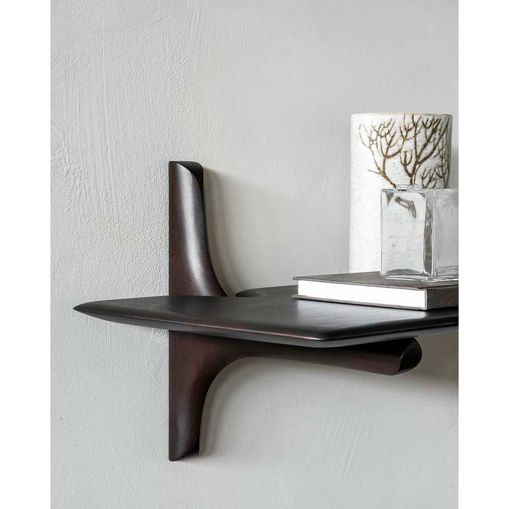 Pi Wall Shelf 66.5"W- Dark Brown Mahogany, 1 Shelf - Image 6