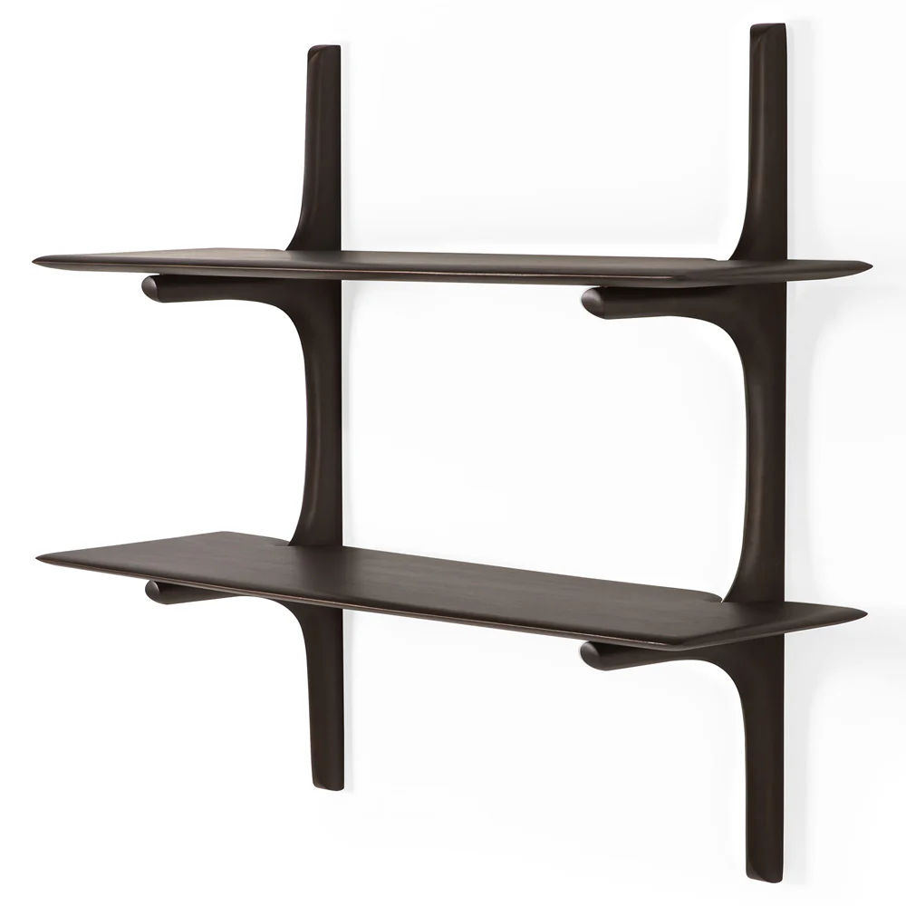 Pi Wall Shelf - Dark Brown Mahogany, 2 Shelves - Image 2