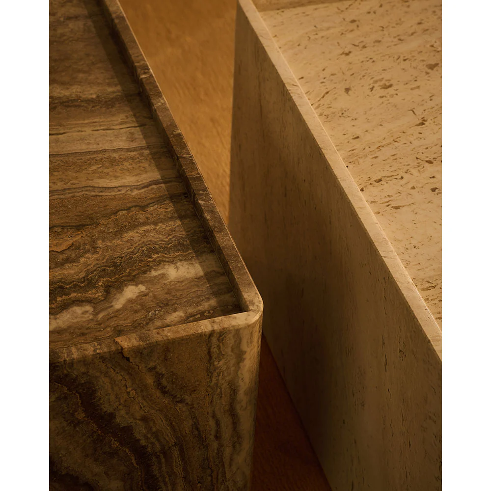 Pietra Rectangular Side Table - Neutral White Travertine - Image 6