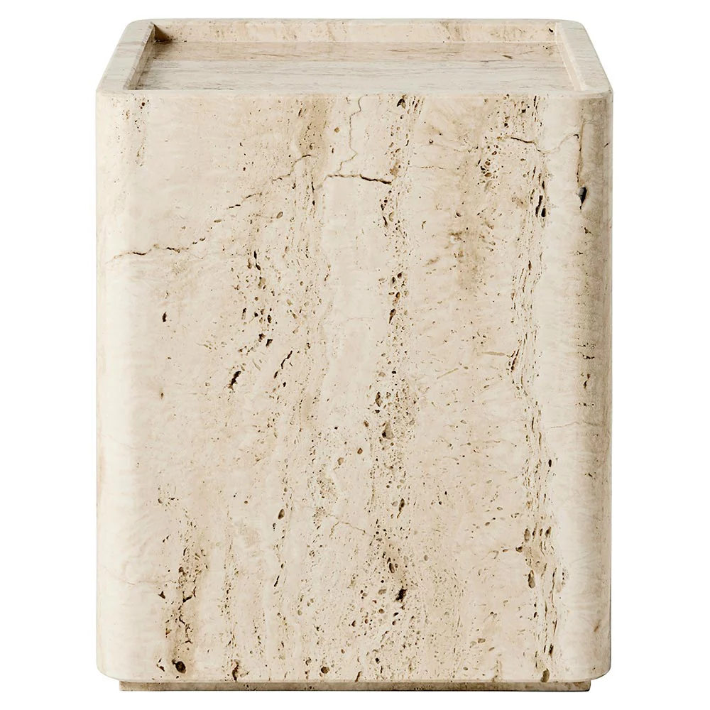 Pietra Square Side Table - Neutral White Travertine - Image 2