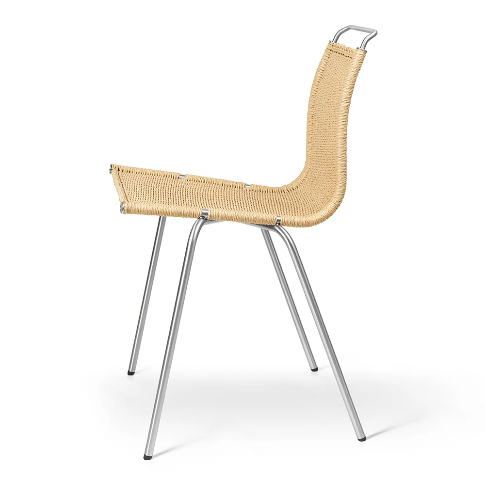 PK1 Dining Chair - Natural Paper Cord, Stainless Steel - Image 2