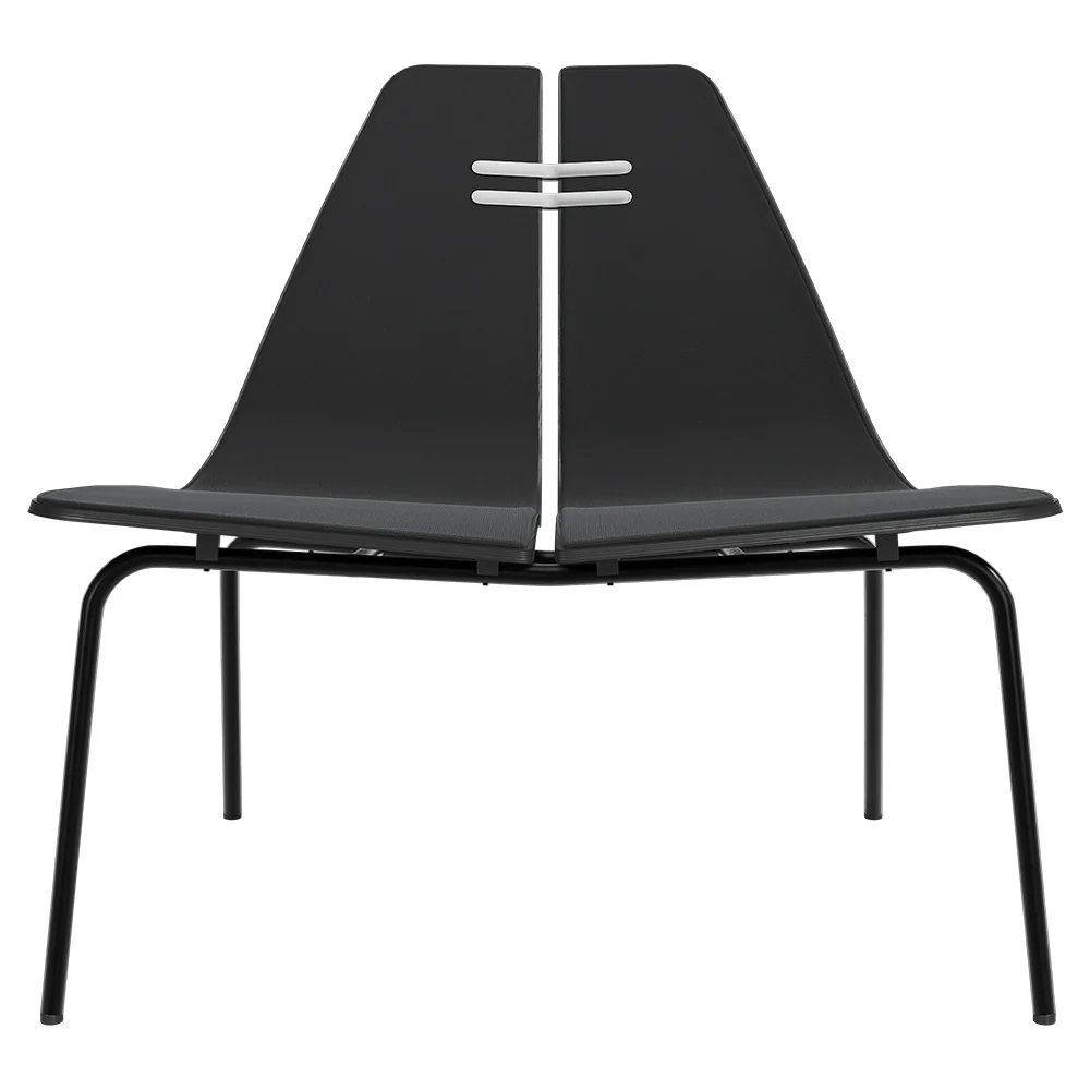 PK23 Front Upholstered Lounge Chair - Black Ash Shell, Black Base - Image 2