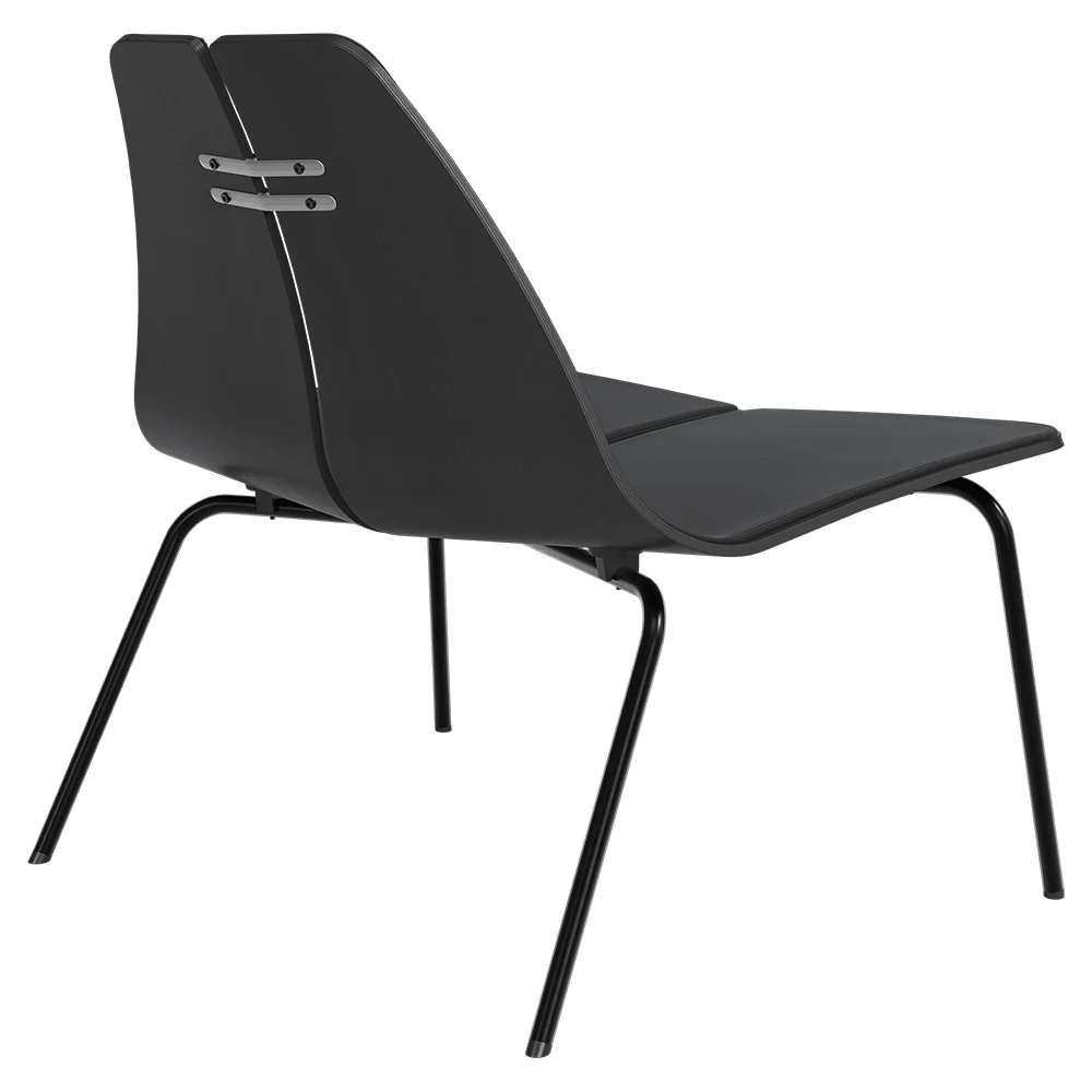 PK23 Front Upholstered Lounge Chair - Black Ash Shell, Black Base - Image 3