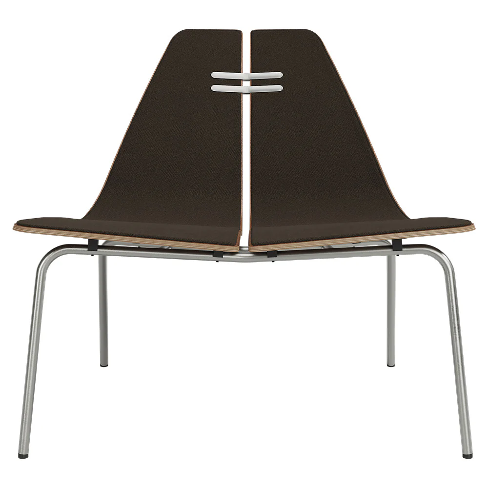 PK23 Front Upholstered Lounge Chair - Walnut Shell, Chrome Base - Image 2