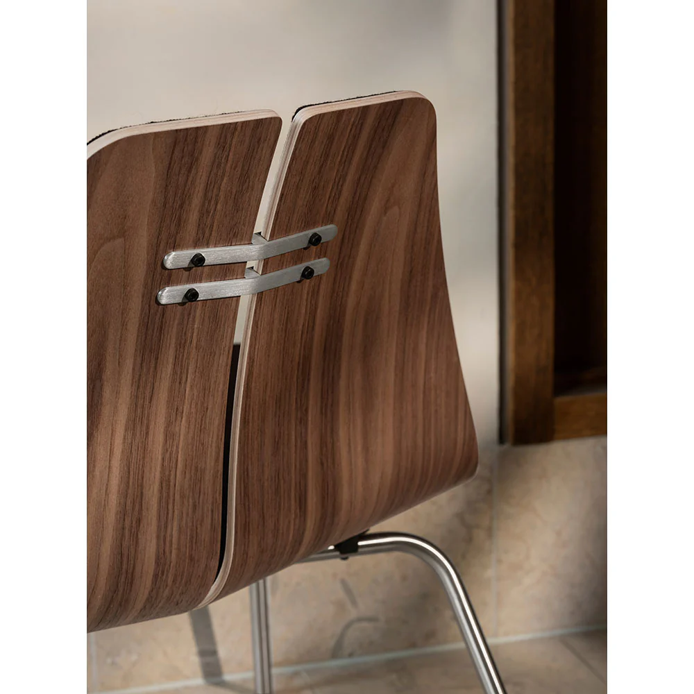 PK23 Front Upholstered Lounge Chair - Walnut Shell, Chrome Base - Image 9