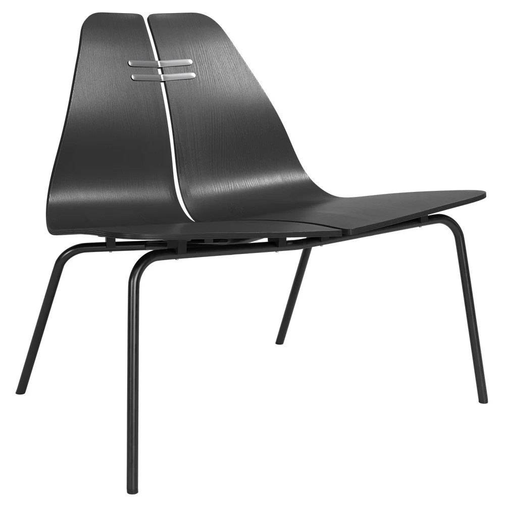 PK23 Lounge Chair - Black Colored Ash, Black Powder Coated Steel