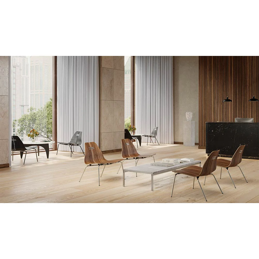 PK23 Lounge Chair - Clear Lacquered Oak, Brushed Stainless Steel - Image 3