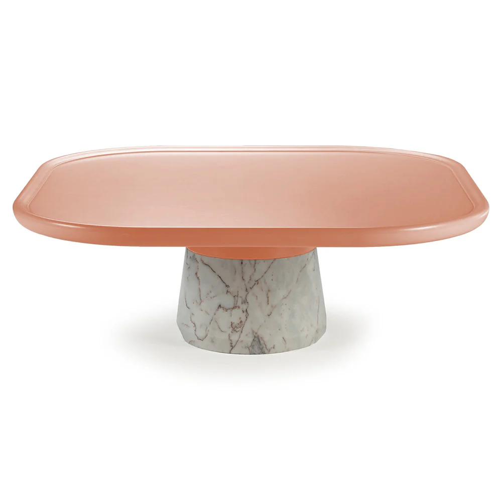 Poppy Square Coffee Table - Wood Top, Marble Base - Image 2