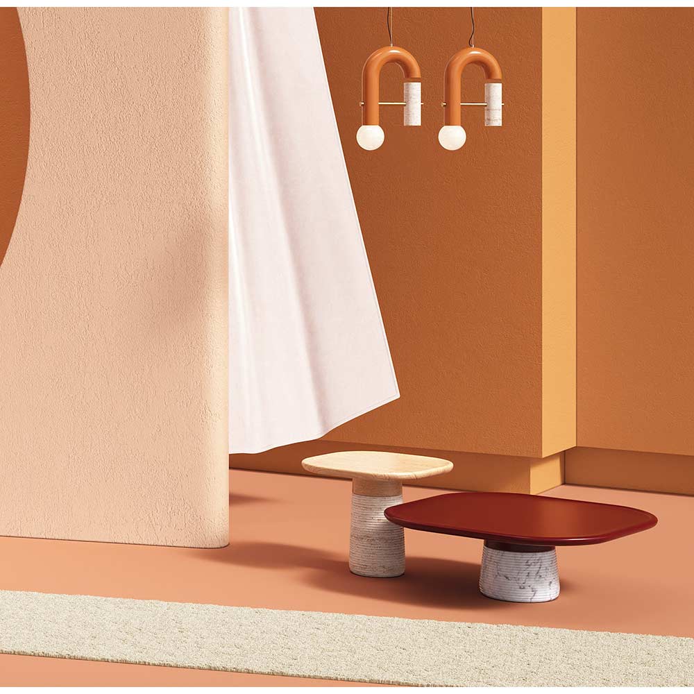 Poppy Square Side Table - Wood Top, Marble Base - Image 3