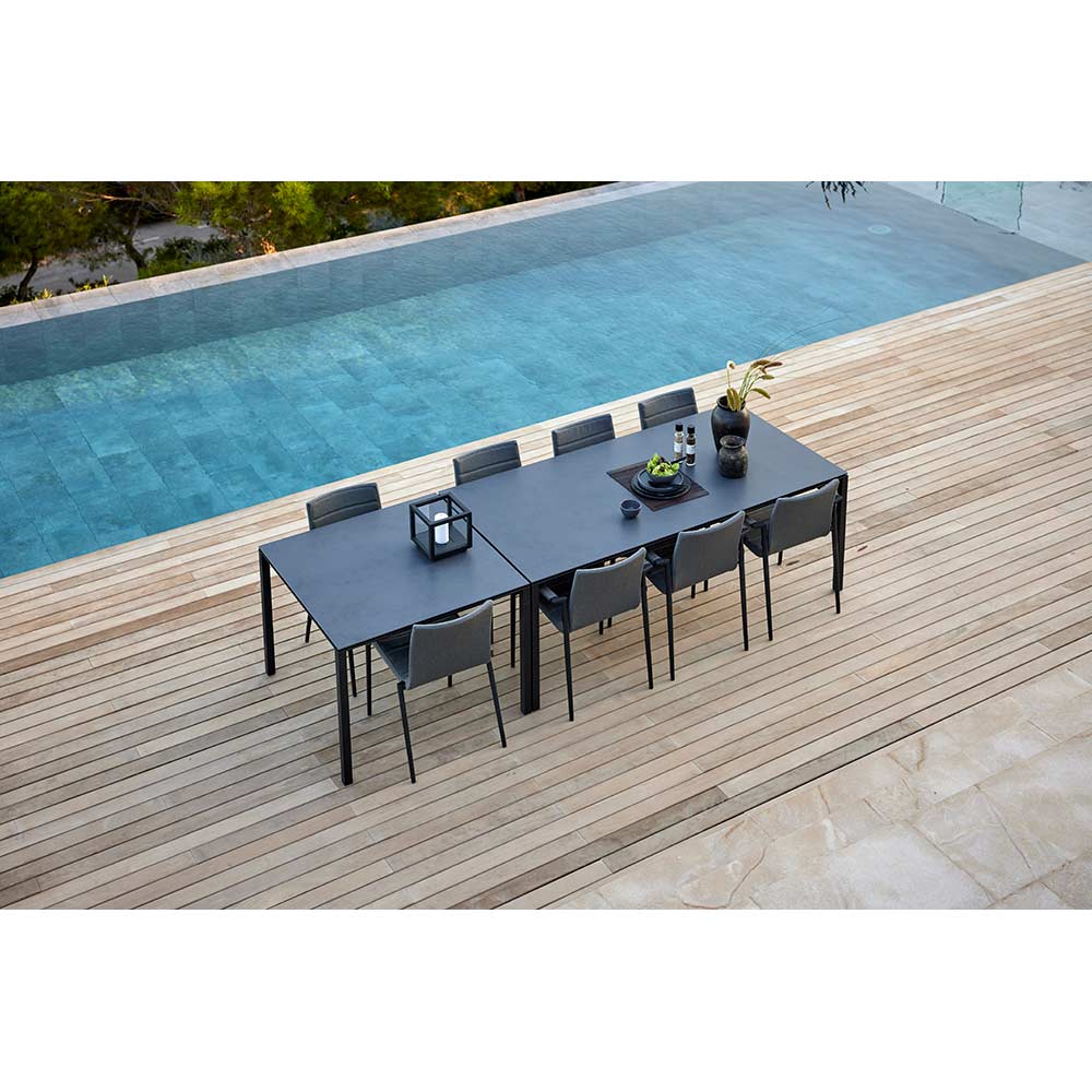 Pure Rectangular Dining Table - Basalt Ceramic Top, Lava Gray Aluminum Base - Image 9