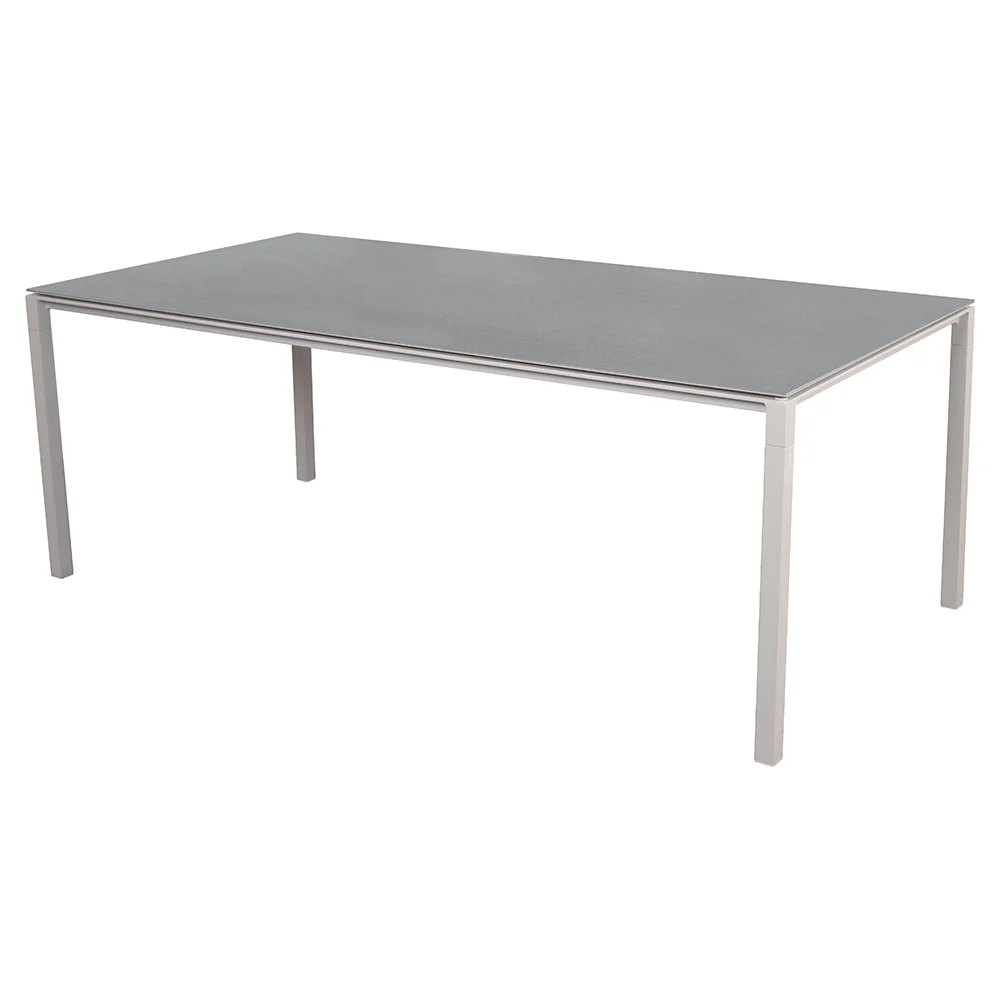 Pure Rectangular Dining Table - Basalt Ceramic Top, Sand Aluminum Base
