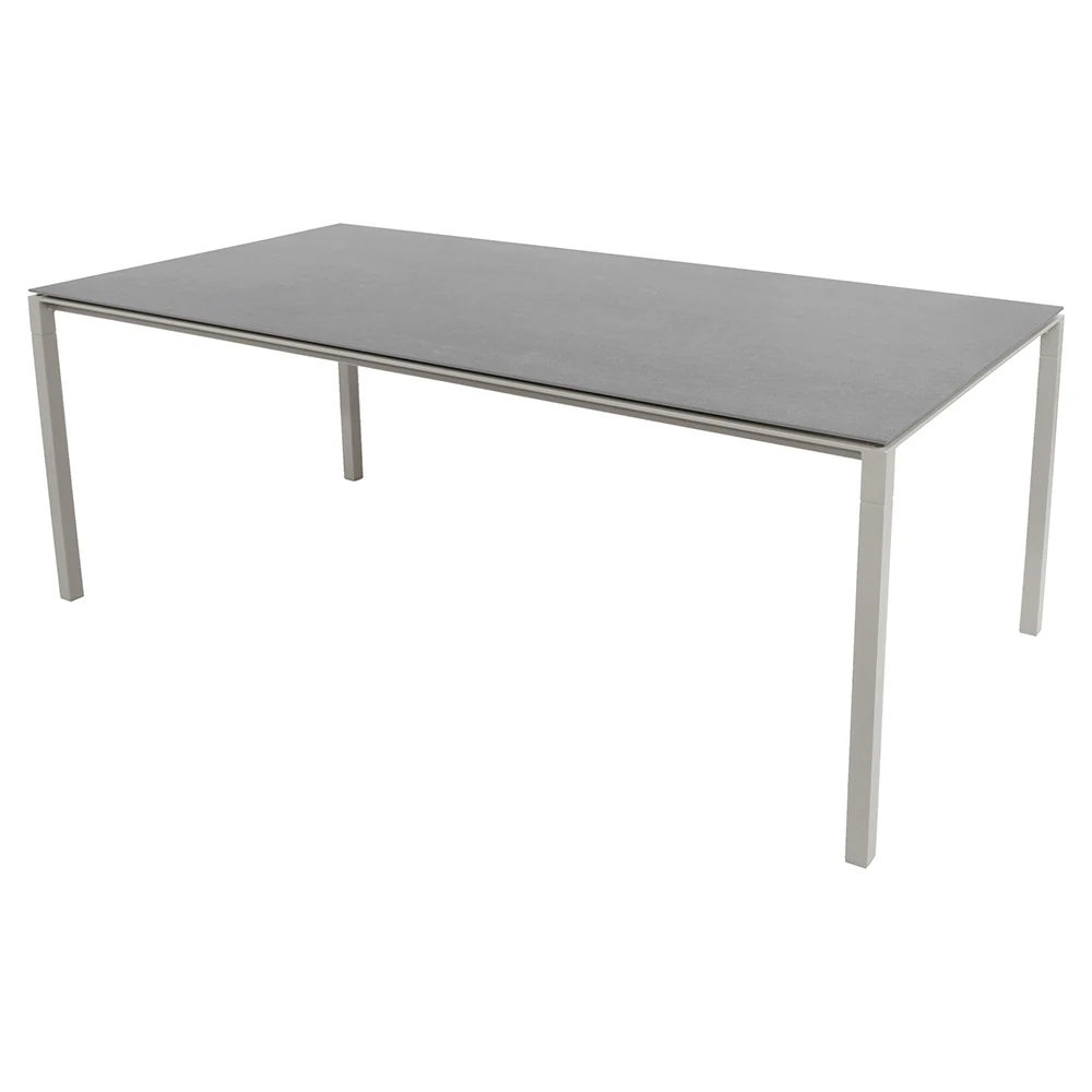 Pure Rectangular Dining Table - Basalt Ceramic Top, Taupe Aluminum Base