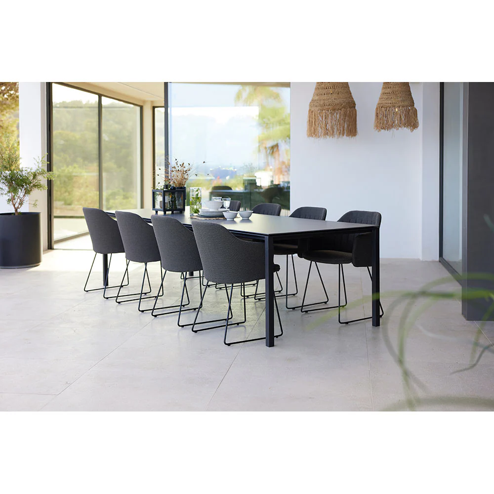 Pure Rectangular Dining Table - Black Linoleum Top, Light Gray Aluminum Base - Image 5
