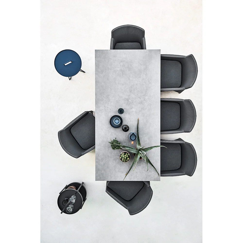 Pure Rectangular Dining Table - Concrete Gray Ceramic Top, Lava Gray Aluminum Base - Image 7