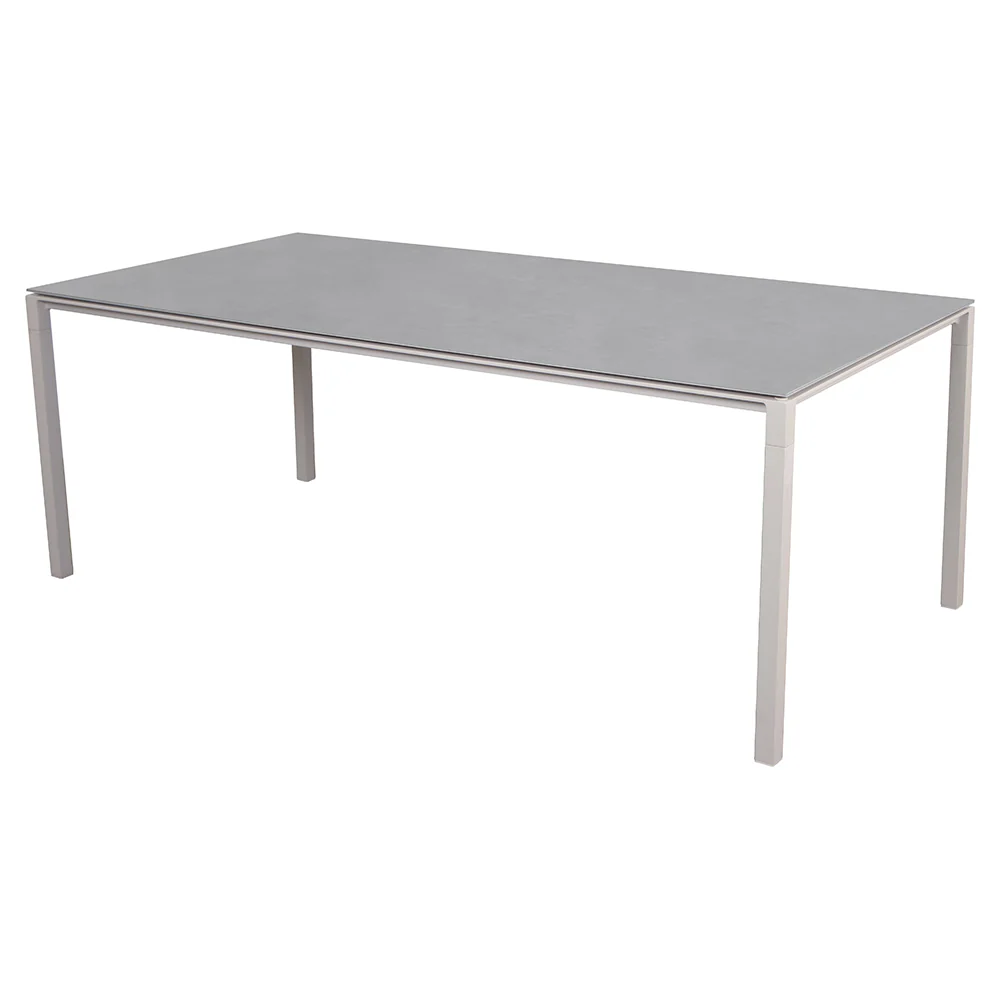 Pure Rectangular Dining Table - Concrete Gray Ceramic Top, Sand Aluminum Base