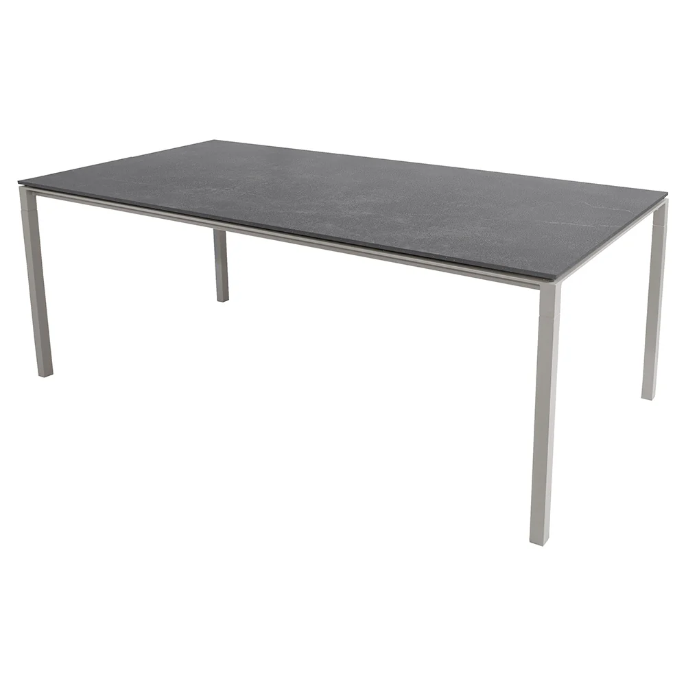 Pure Rectangular Dining Table - Fossil Black Ceramic Top, Taupe Aluminum Base
