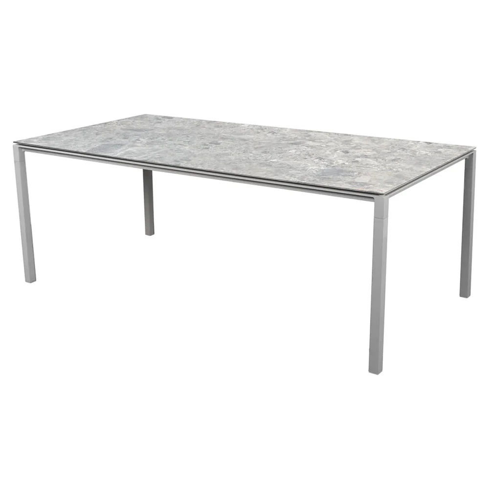 Pure Rectangular Dining Table - Multi Color Ceramic Top, Light Gray Aluminum Base