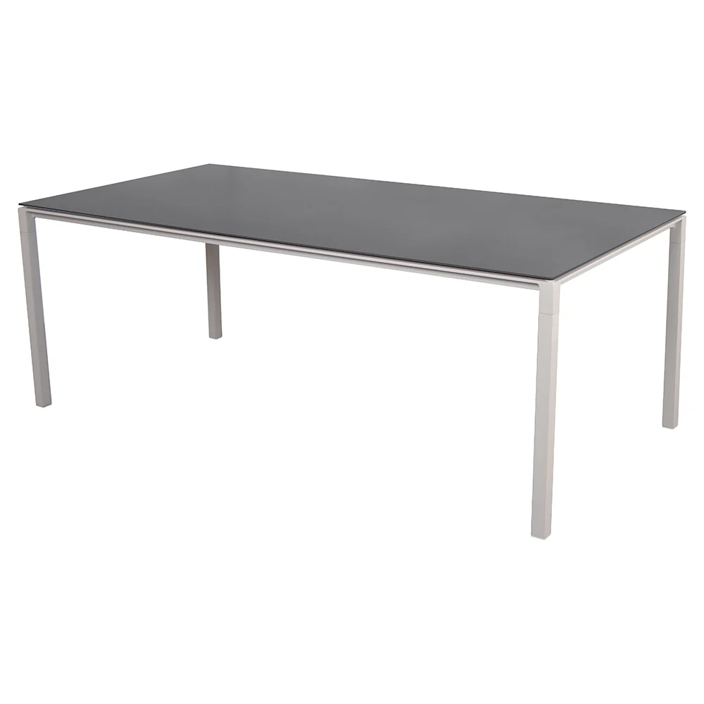 Pure Rectangular Dining Table - Nero Black Ceramic Top, Sand Aluminum Base