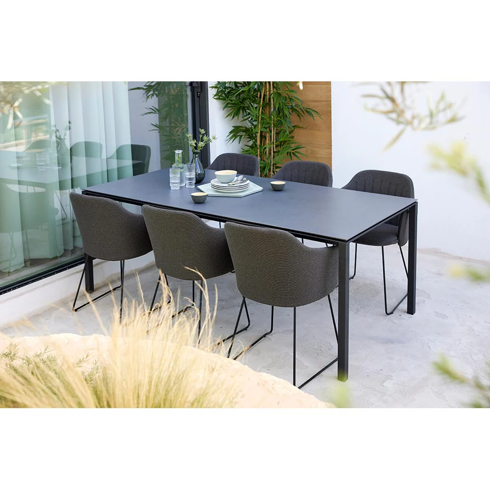 Pure Rectangular Dining Table - Nero Black Ceramic Top, Sand Aluminum Base - Image 8