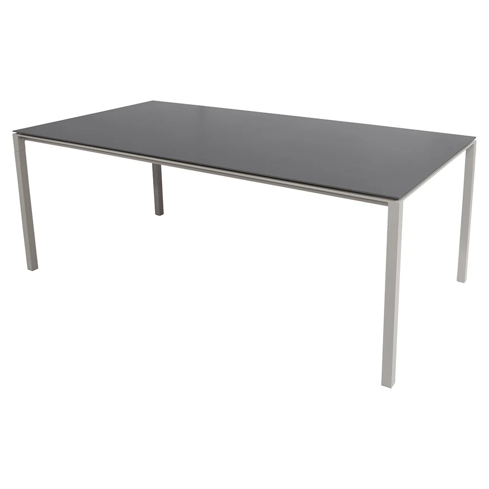 Pure Rectangular Dining Table - Nero Black Ceramic Top, Taupe Aluminum Base