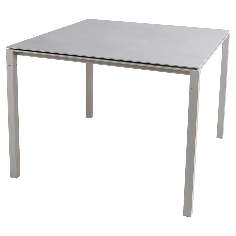Pure Square Dining Table - Concrete Gray Ceramic Top, Taupe Aluminum Base
