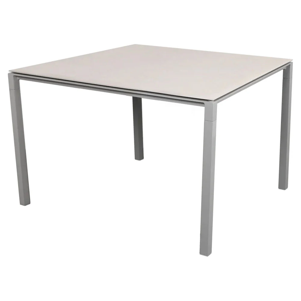 Pure Square Dining Table - Toscana Sand Ceramic Top, Light Gray Aluminum Base