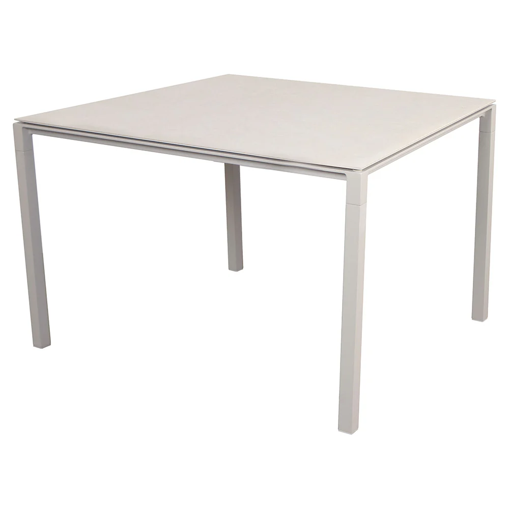 Pure Square Dining Table - Toscana Sand Ceramic Top, Sand Aluminum Base