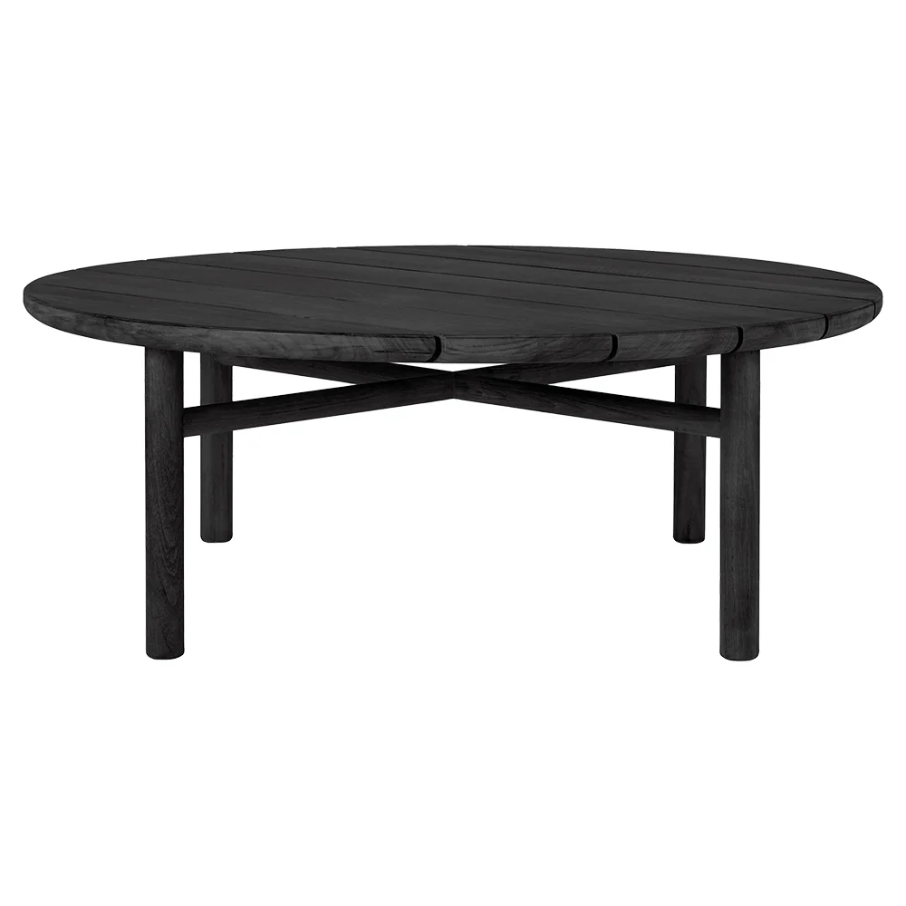 Quatro Outdoor Coffee Table - Black Teak, 14"H - Image 2
