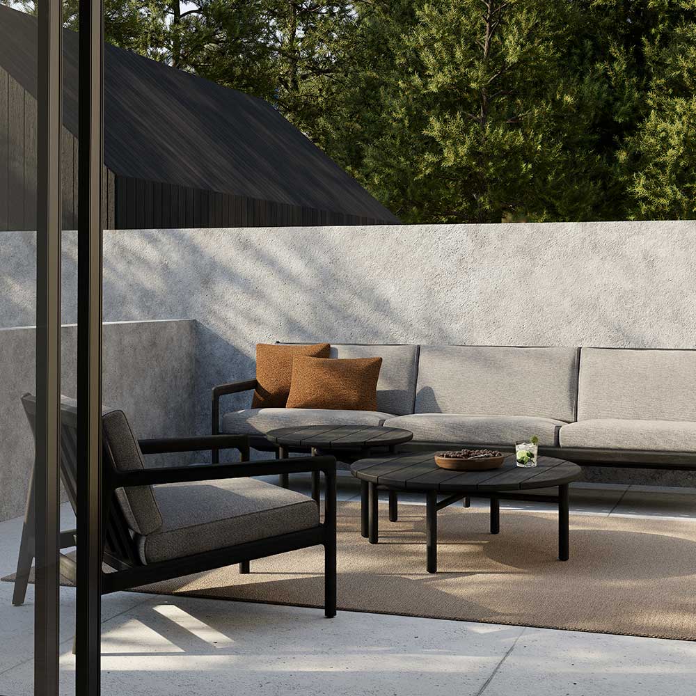 Quatro Outdoor Coffee Table - Black Teak, 14"H - Image 6