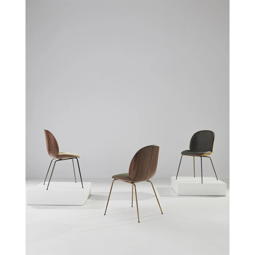 Quick Ship Beetle Front Upholstered Dining Chair - Veneer Shell, Conic Base - Image 6