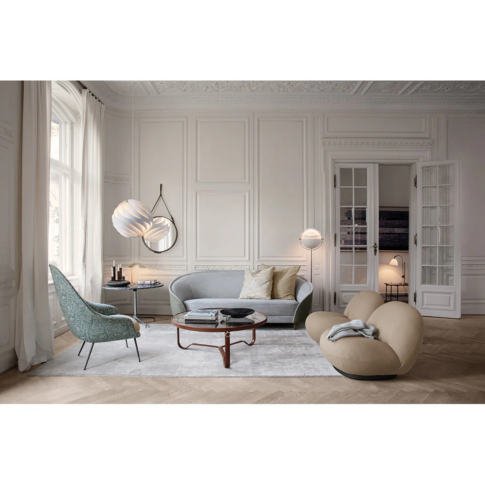 Quick Ship Pacha Lounge Chair - Dedar Karakorum 001, Pearl Gold Returning Swivel Base - Image 6