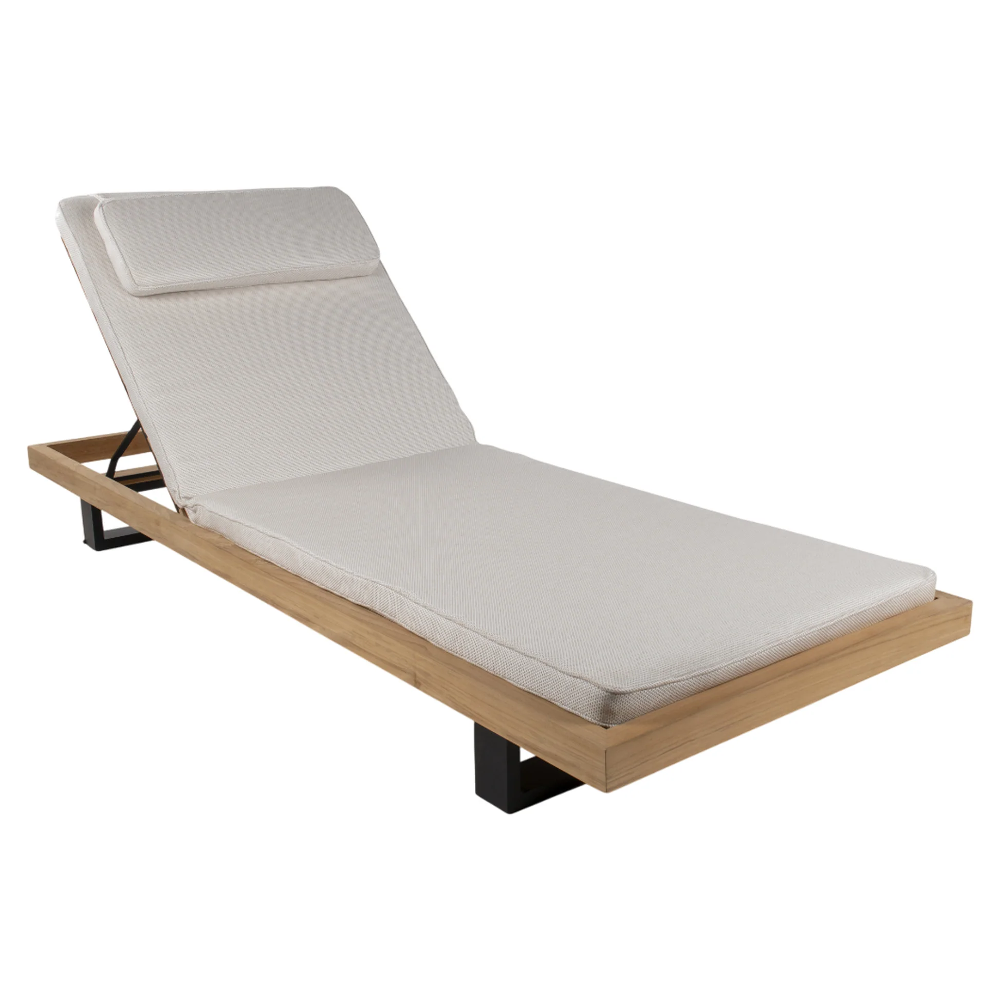 Ravello Sun Lounger - Teak, Black Aluminum Base - Image 2