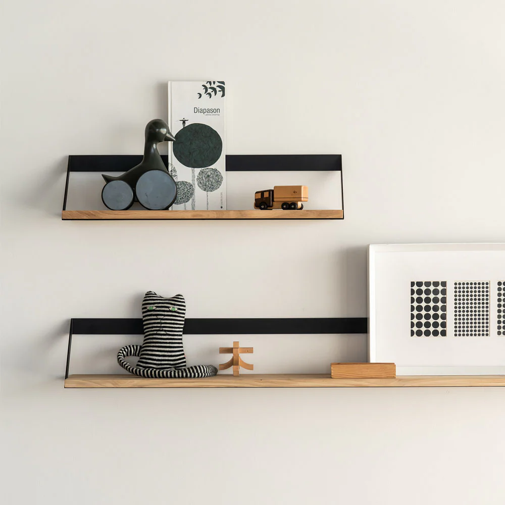 Ribbon Shelf - Oak/Black, 27.5"W - Image 7