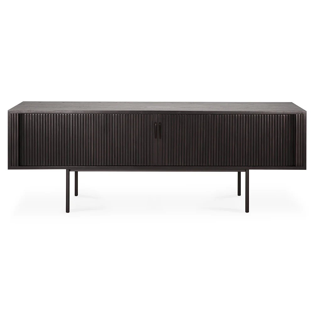 Roller Max 64"W Media Cabinet - 2 Sliding Doors, Off Black Teak - Image 2