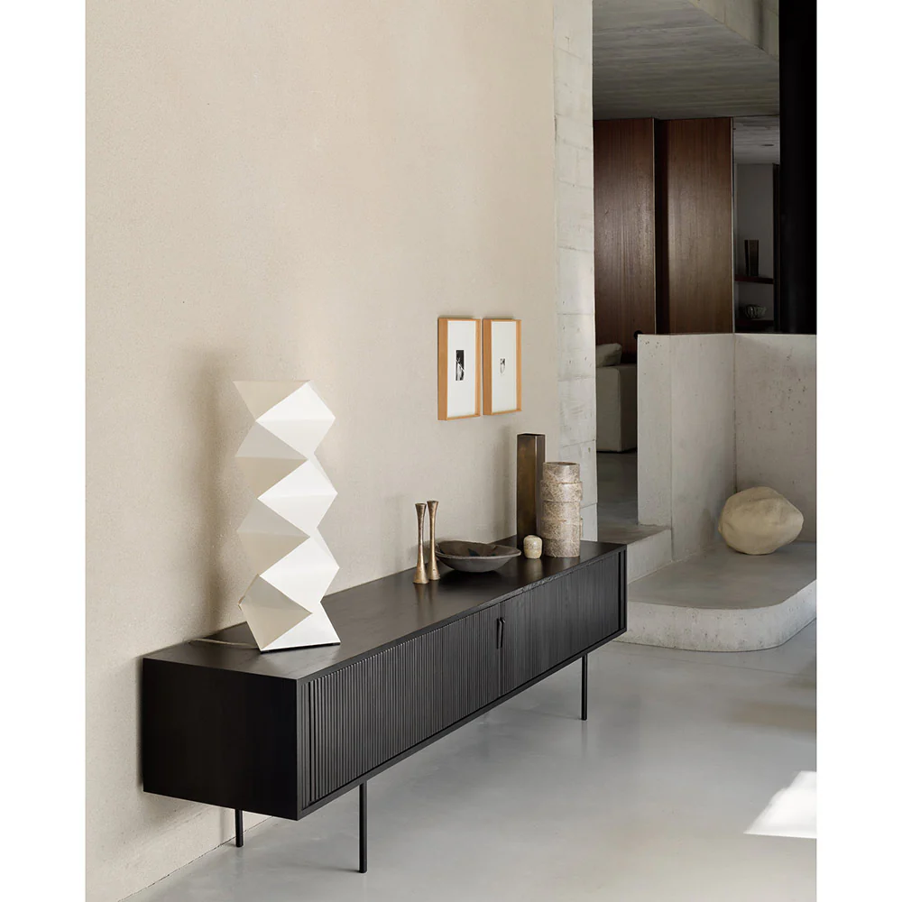Roller Max 95.5"W Media Cabinet - 2 Sliding Doors, Off Black Teak - Image 7