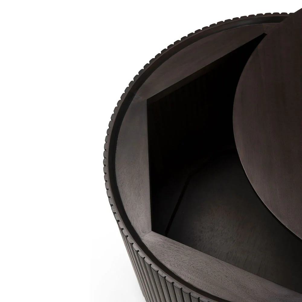 Roller Max Round Coffee Table - Dark Brown Mahogany - 12"H - Image 3
