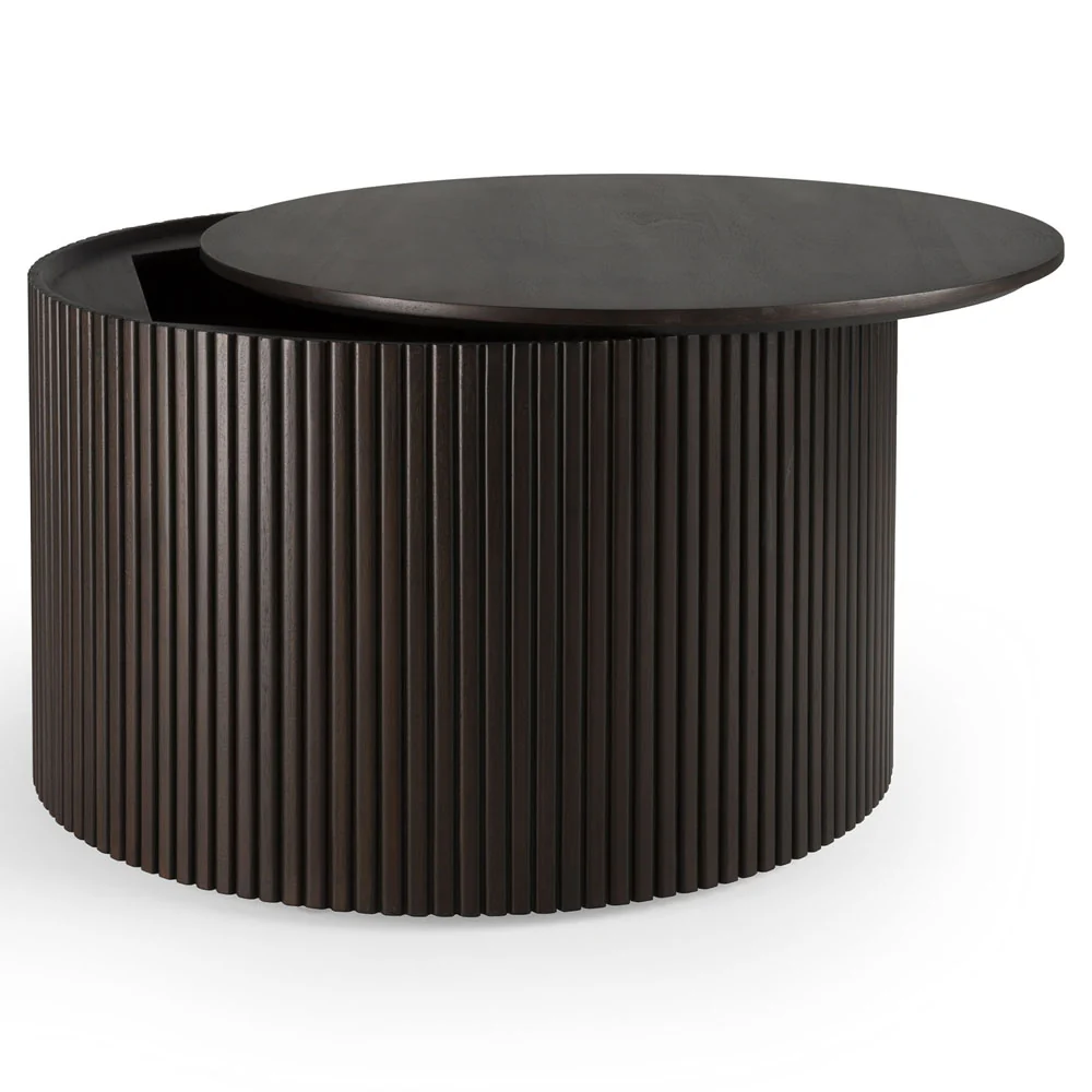 Roller Max Round Coffee Table - Dark Brown Mahogany - 14"H - Image 2