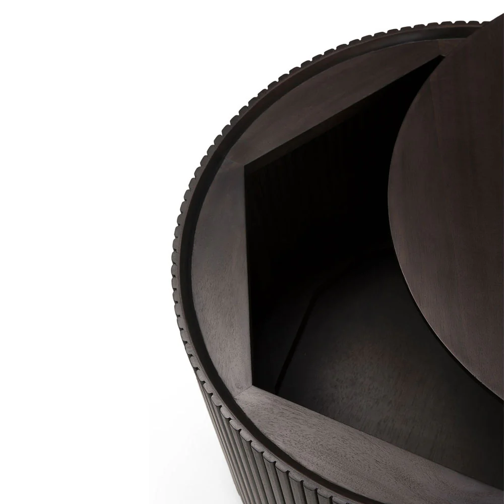 Roller Max Round Coffee Table - Dark Brown Mahogany - 14"H - Image 3